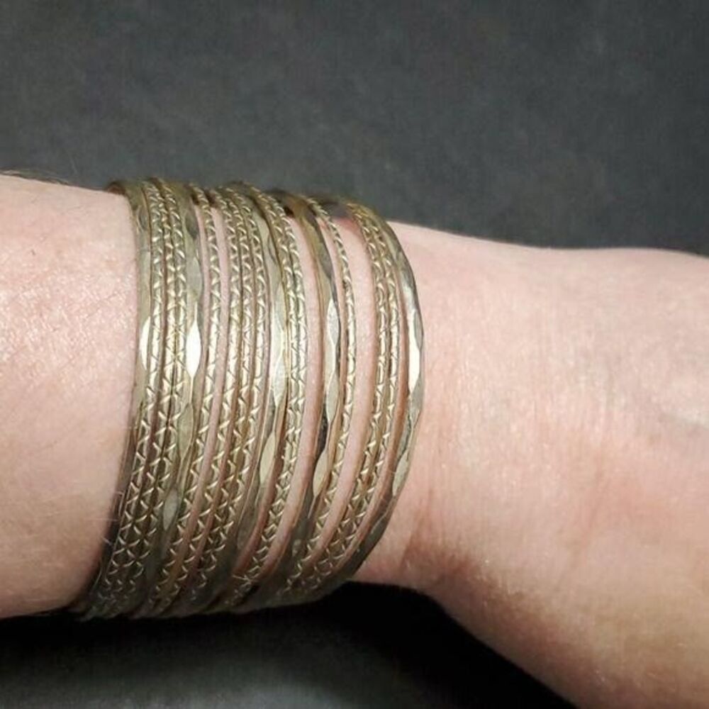 Large sterling silver layered cuff bracelet 6.75"